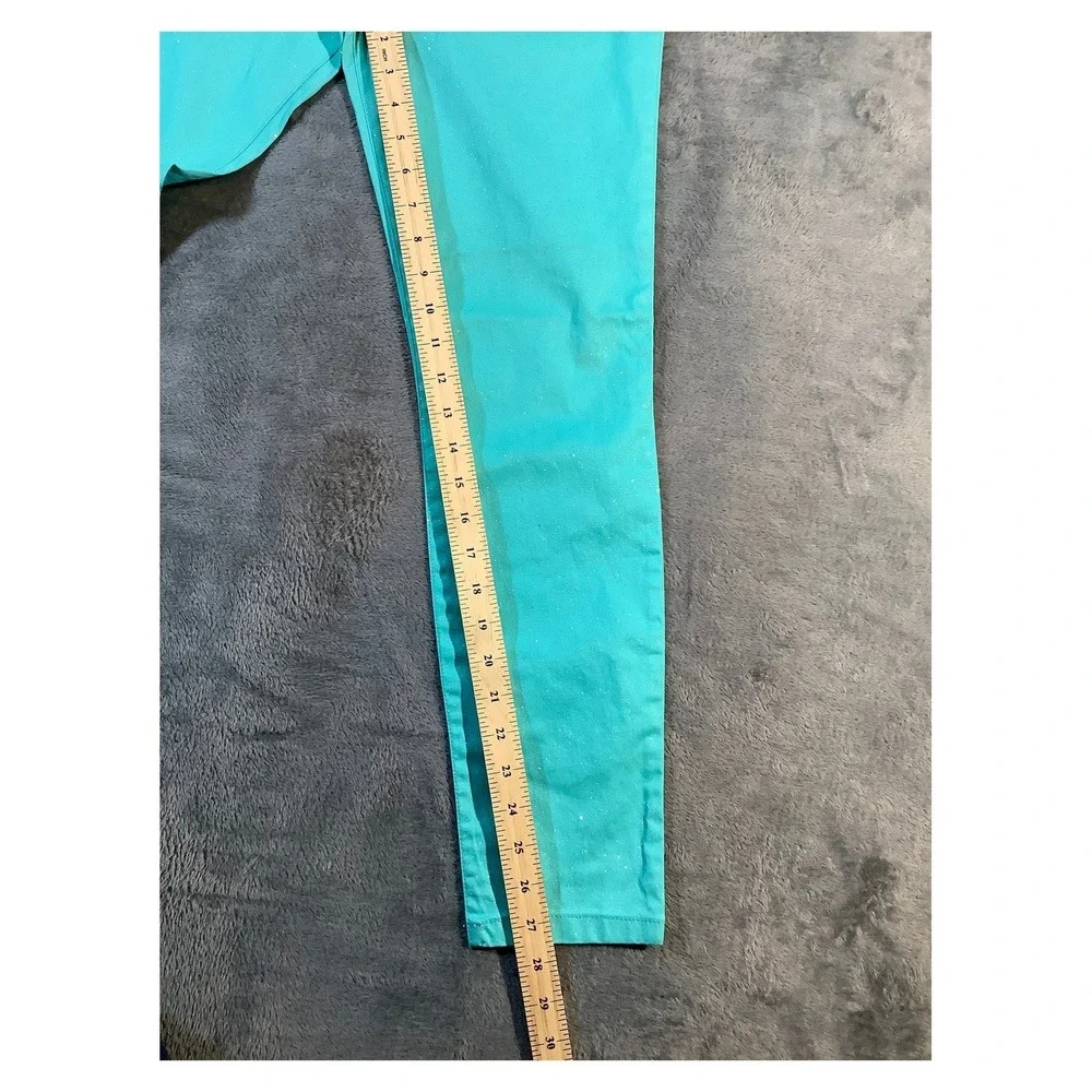 The Children's Place Girls Jeans Size 14 Seafrost Teal Silver Glitter NWT